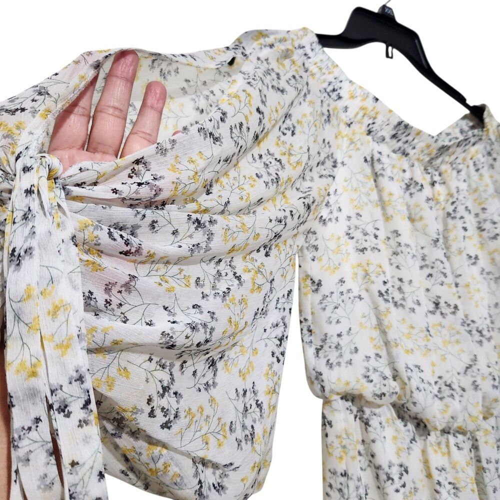 Sugar Lips Romper For Women Size Small White Floral Lined Open Sleeves.  New - Picture 3 of 11
